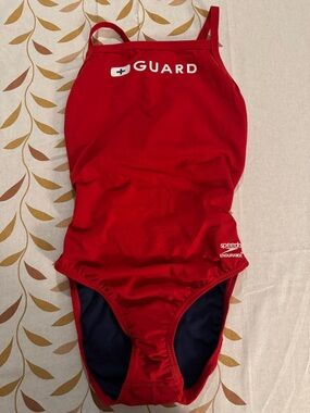 Speedo Red Womens Guard One-Piece Swimsuit